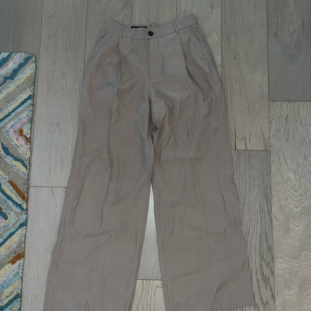 Women's Tan Wide-Leg Pants - Picture 3 of 4